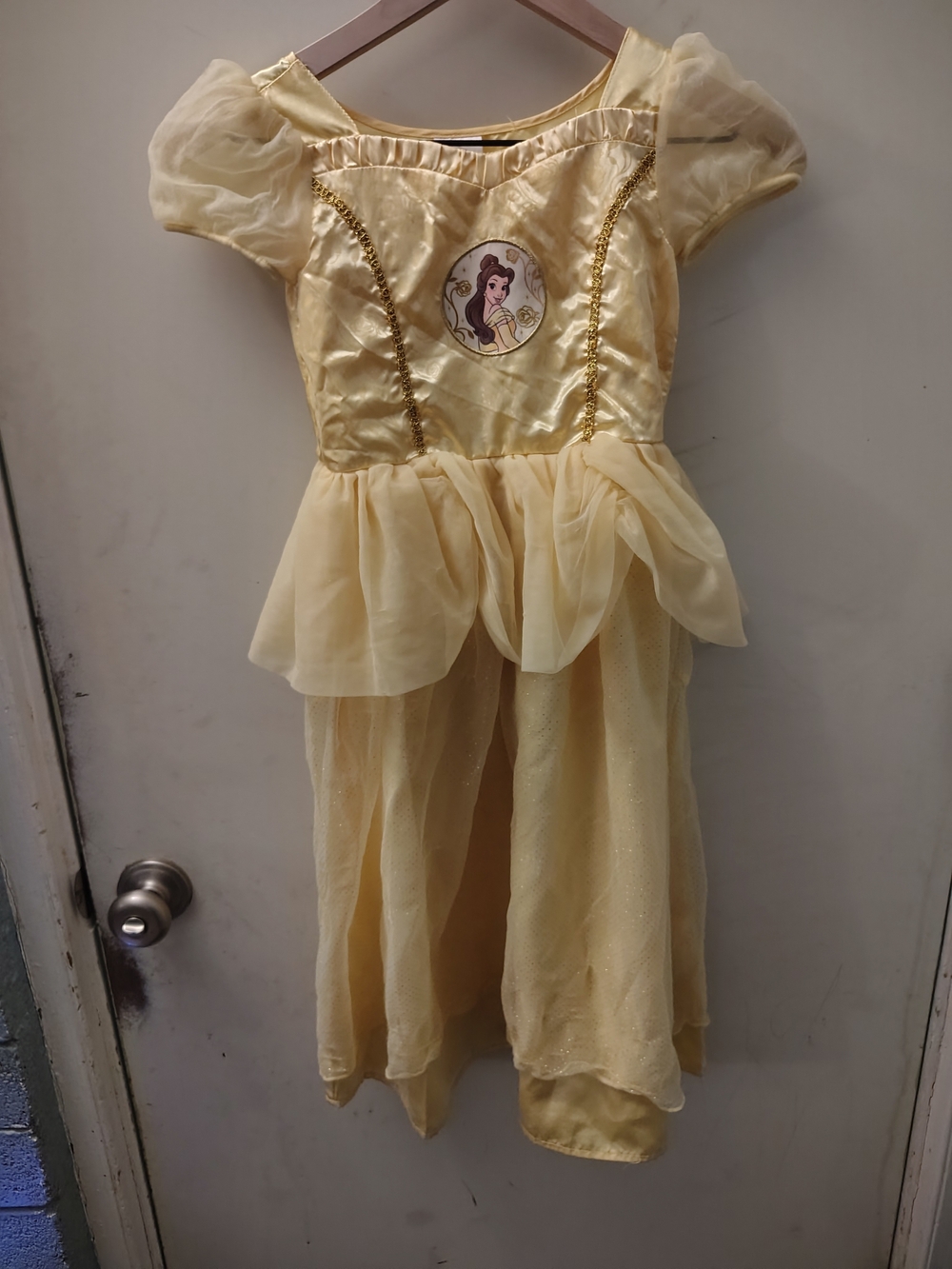Disney Girls Small Belle Princess Dress Costume Yellow Gown Halloween Fall 5/6